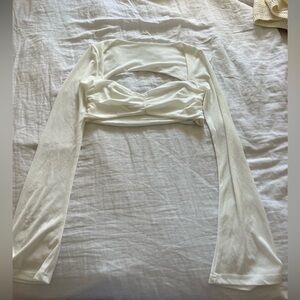 Amazon White Bell Sleeve Crop Top